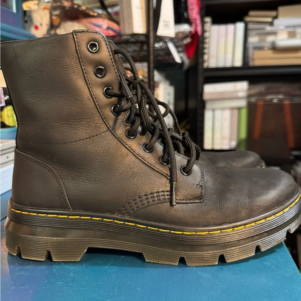 Dr. Martens Black Leather Combat Boots - Picture 4 of 7
